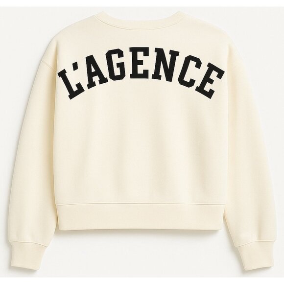 L’AGENCE Luvia Ivory Cropped Sweatshirt Rare Sold-Out Icon New With Tags Medium - Picture 2 of 16